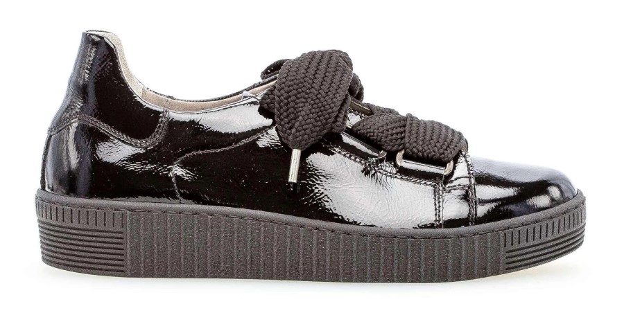 Gabor 33.330-97 - Sneaker Low Lace Lackleder Schwarz