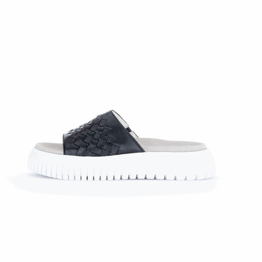 Schwarze Gabor-Slipper-Sandale