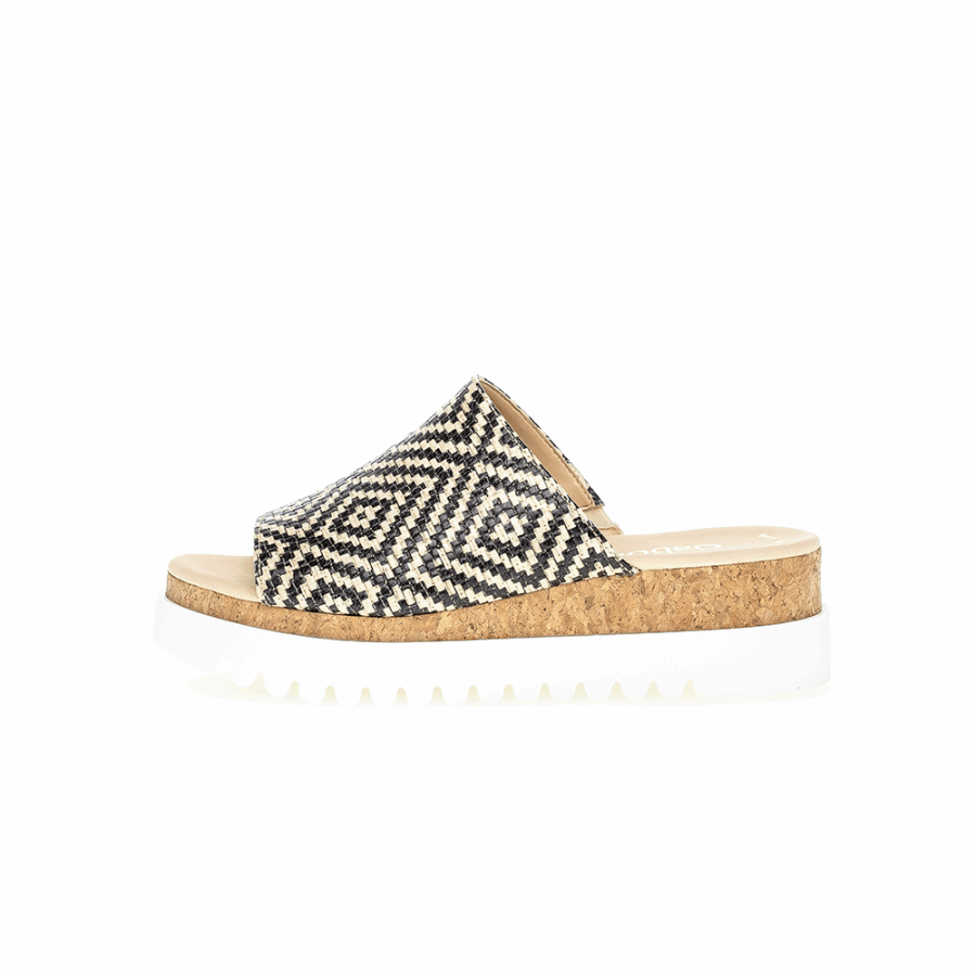 Schwarze Plateau-Slipper-Sandale Gabor