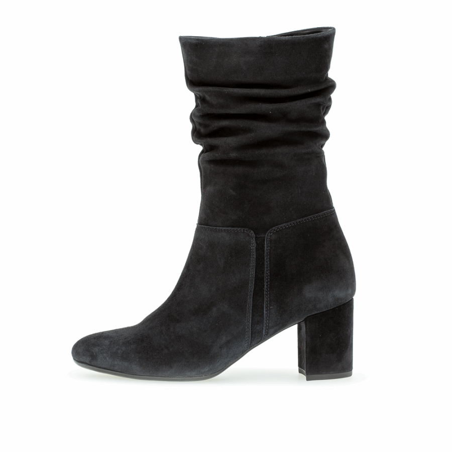 Slouch-Halbstiefel Mit Blockabsatz, Marineblauer Gabor