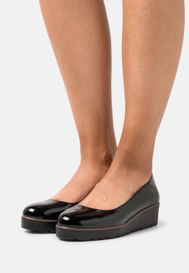 Schwarze Gabor-Plateau-Heels Damen