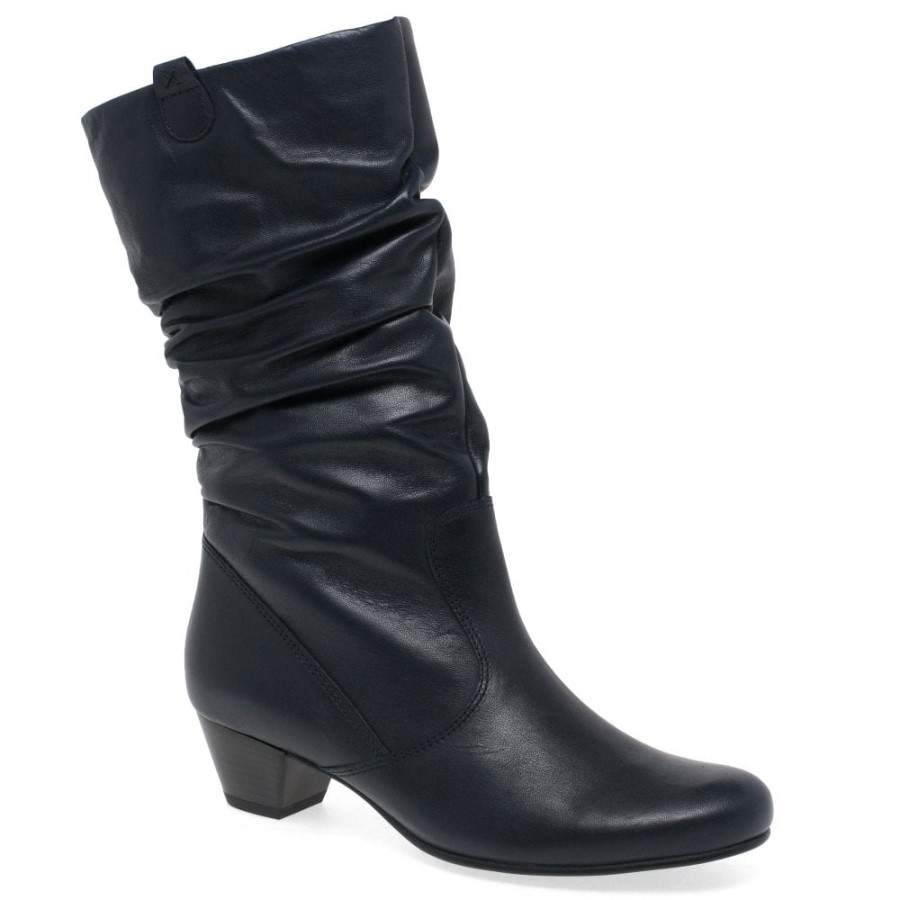 Gabor Rachel Leder Weit Geschnittene Stiefel Mitternacht