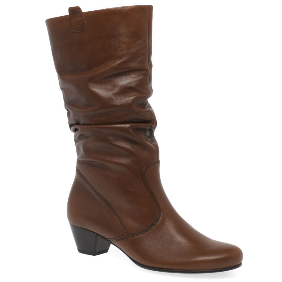 Gabor Sattel Rachel Leder Weit Geschnittene Stiefel