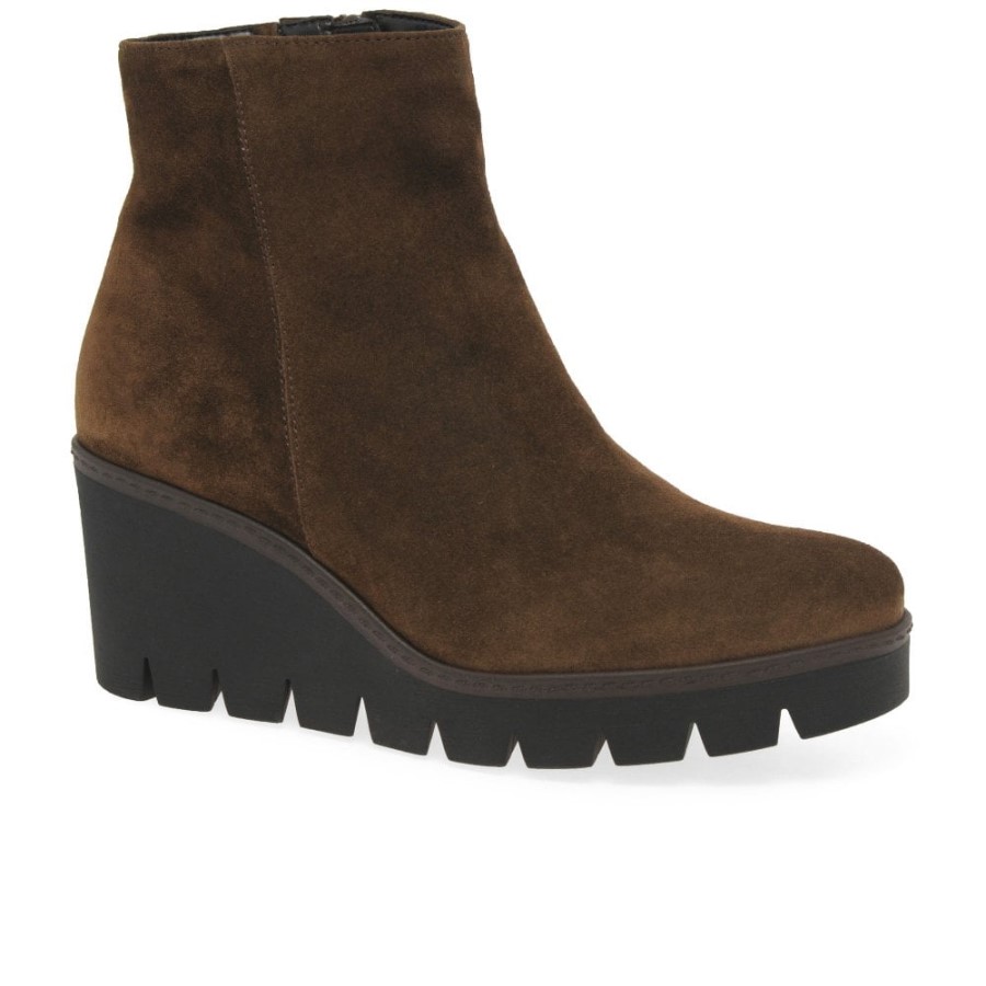 Gabor Whiskey Wildleder Utopie Damen Stiefeletten Mit Klobigem Keilabsatz