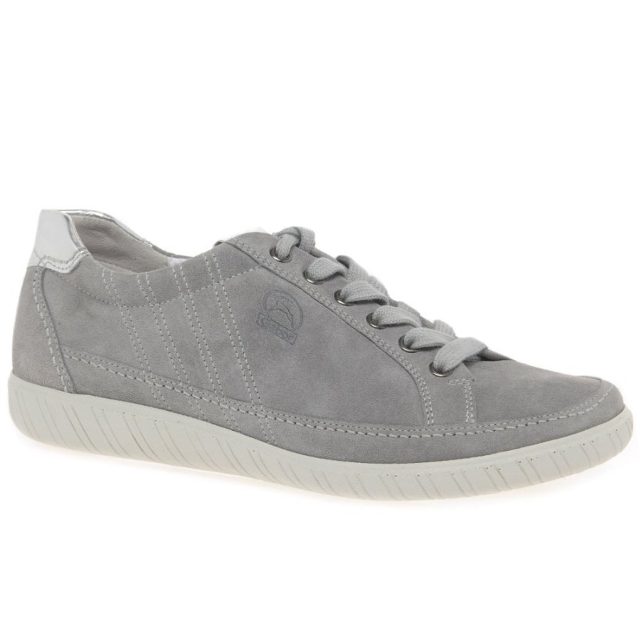 Graue Wildleder/Argento Gabor Amulett Damen Sneaker Mit Weiter Passform