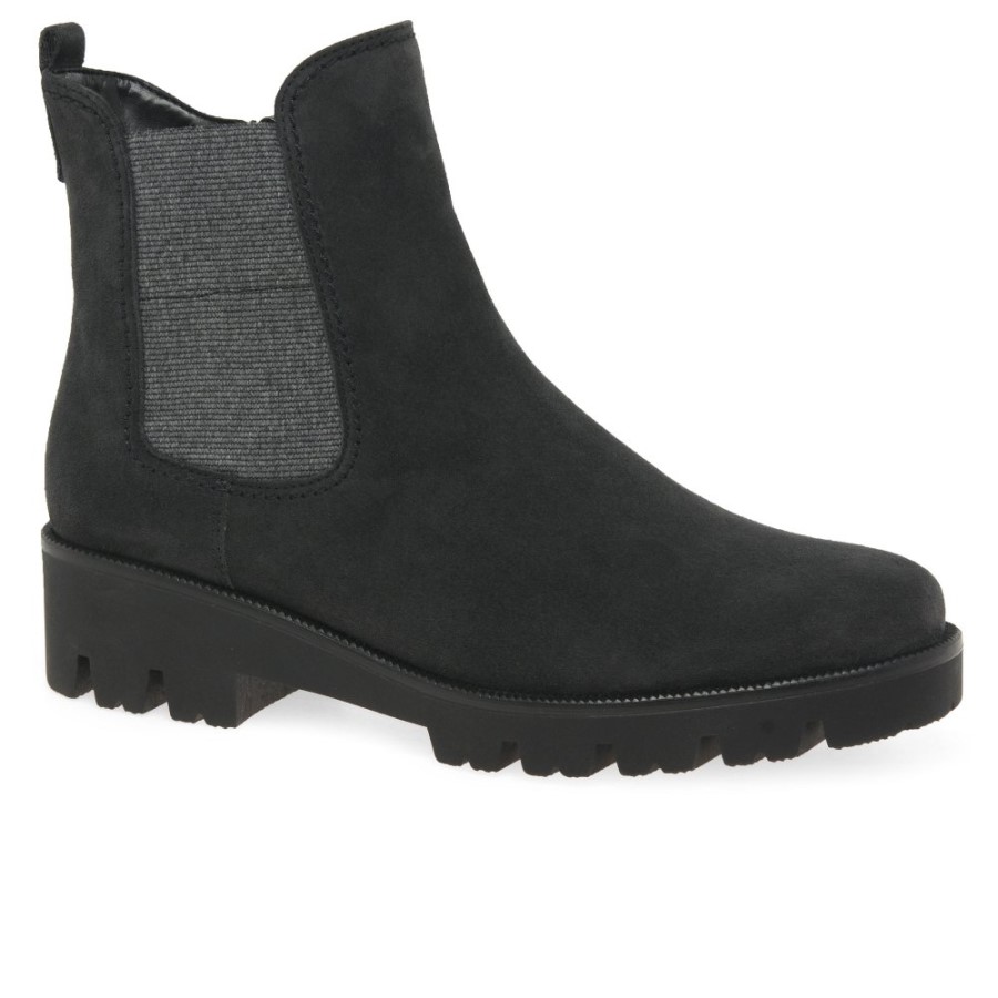 Newport Damen Chelsea Boots Gabor Dunkelgraues Wildleder