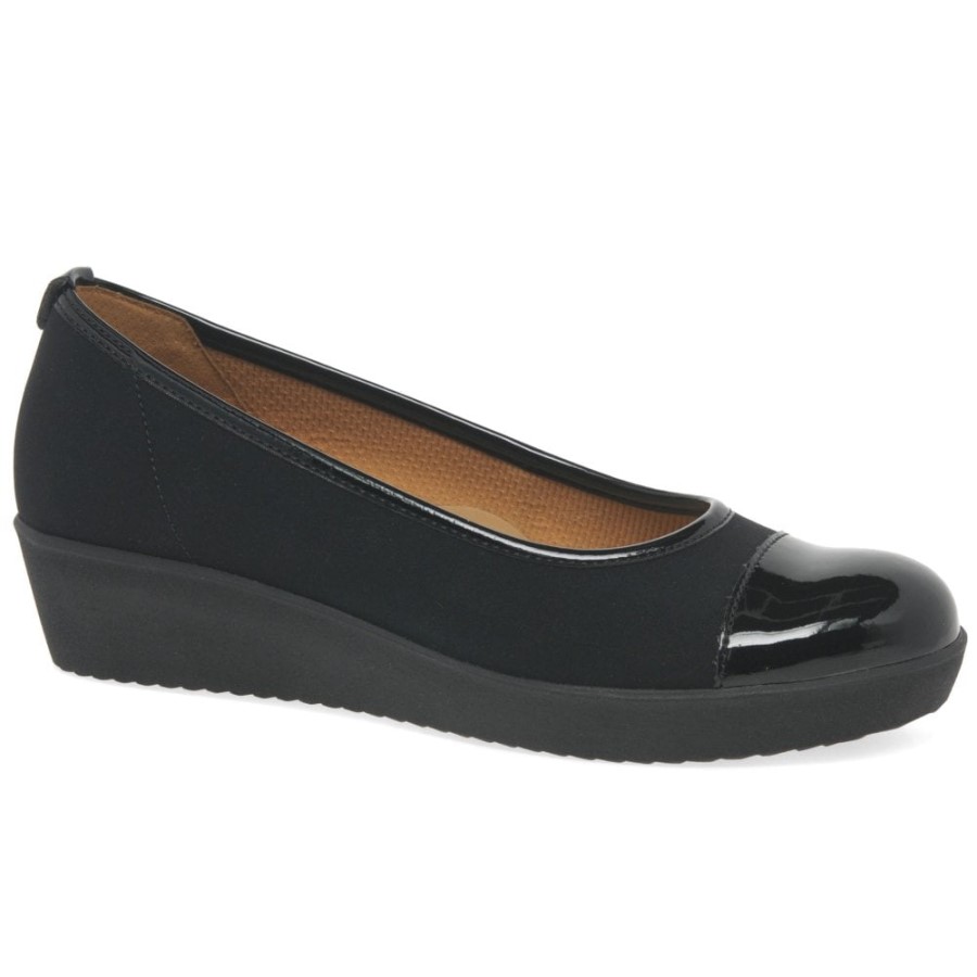 Orient Damen Freizeitschuhe Mit Breiter Passform Gabor Schwarz Elastisch/lackiert