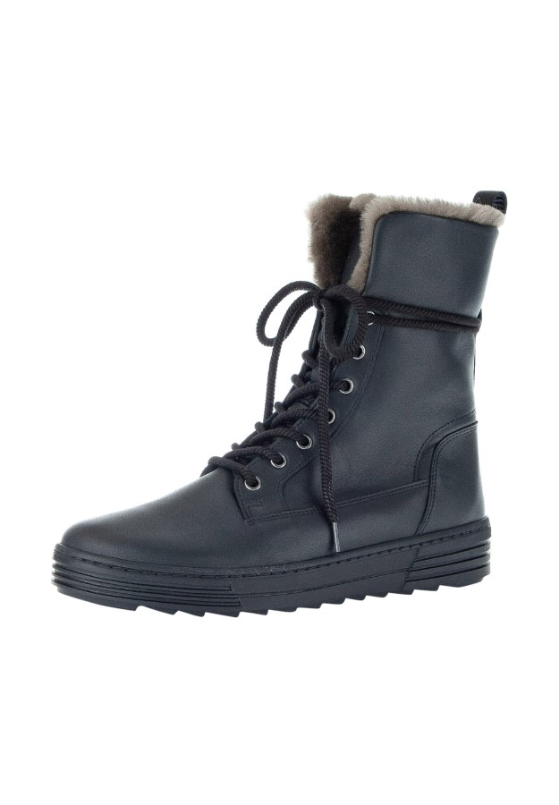 Schwarze Gabor-Schnürstiefeletten